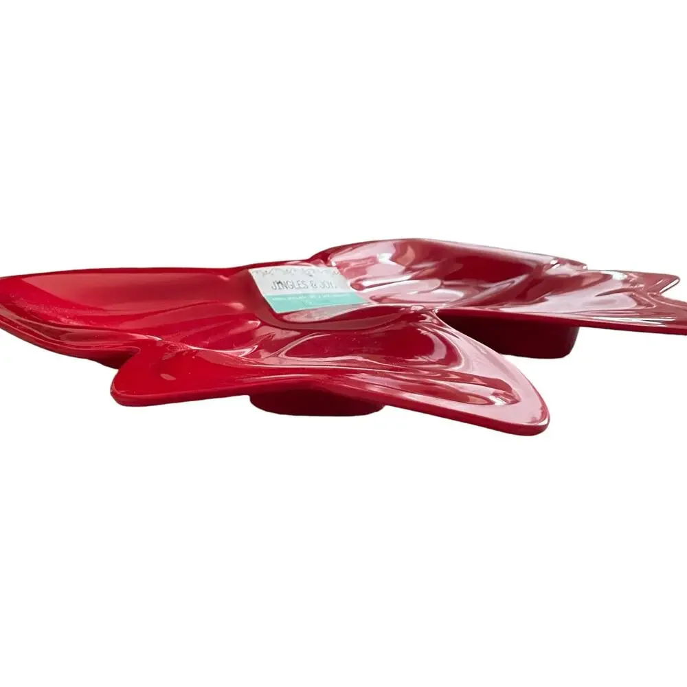 Red Bow Shaped Melamine Platter 17in x16in Valentines Day Home Decor New